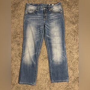 Miss Me Womens Size 28 Medium Wash Mid Rise Boyfriend Capri Denim Jeans